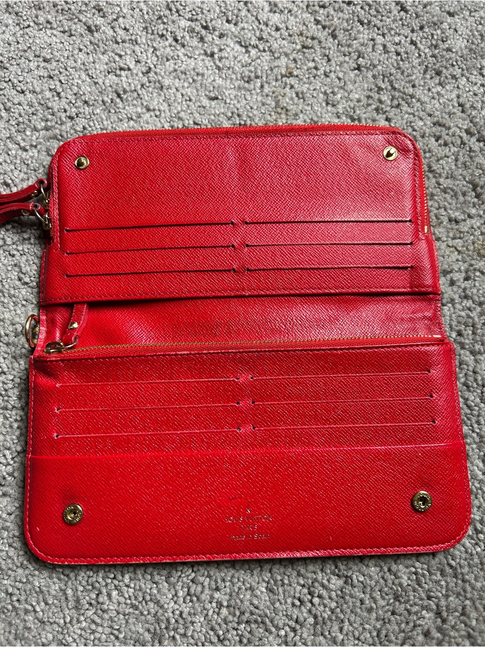 Louis Vuitton Monogram Zip-Around Wallet in Brown with Gold Print and Red Accent - Picture 10 of 15